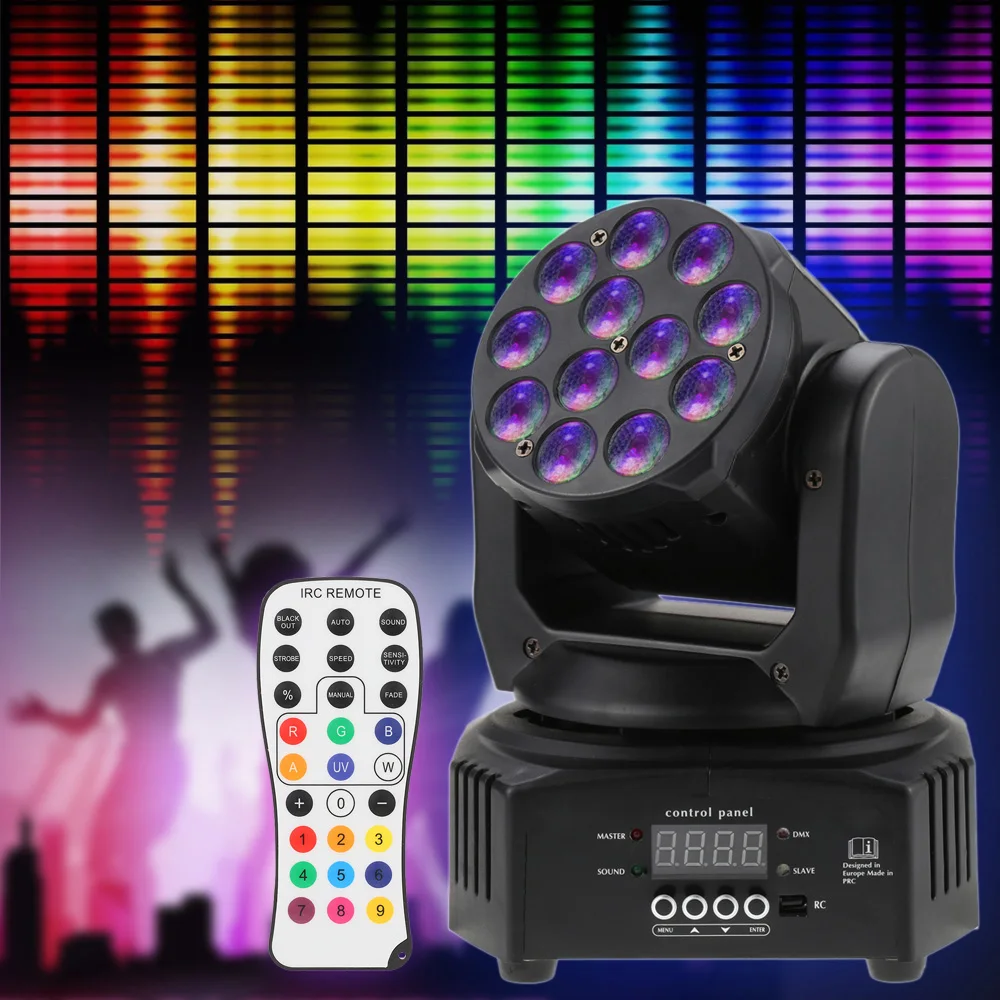 

DMX512 Disco KTV Club Party Mini 12 LEDs 40W RGBW Wash Rotating Moving Head Stage Effect Light 7/13 Channel with Reomote Control