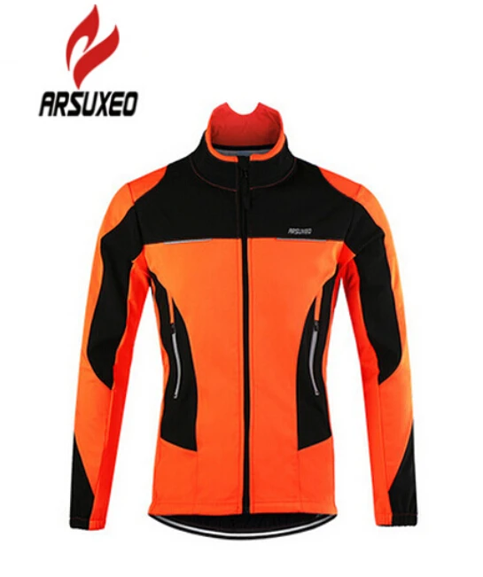 

ARSUXEO Thermal Fleece Cycling Jacket Windproof Warmer Bike Jacket Sport Cycling Jersey Clothing Jacket Bicycle Sports Coat