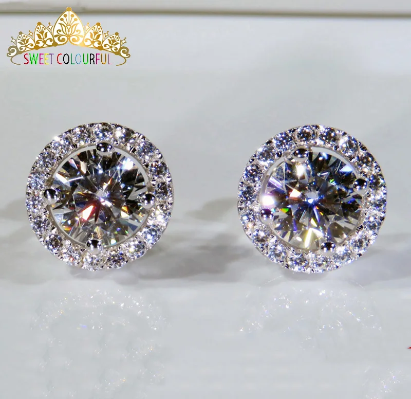 

18K Gold A pair of Earrings 1CT D Color Moissanite Earrings For Women M-0.14