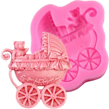 

Bear Baby Carriage Car Bows Soap Mould DIY Fondant Baking Cake Decorating Tools Silicone Mold