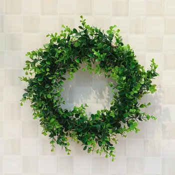 

Adeeing Green Simulate Eucalyptus Leaves Wreath Door Hanging Pendant for Garden Office Wedding