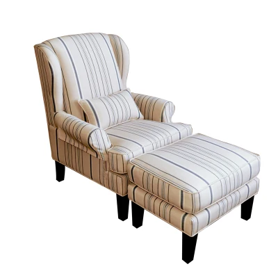 Луи Мода американский кантри один диван Tiger Chairsmall квартира гостиная Досуг Хлопок и лен решетки полосатый стул - Цвет: A set