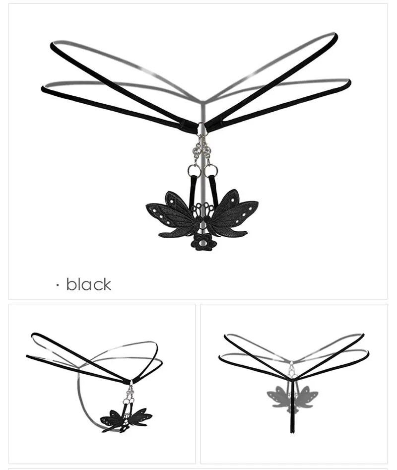 New Arrival Women Lace Open Crotch Hang Butterfly Sexy Panties Crotchless Women Underwear G String Sexy Briefs (2)