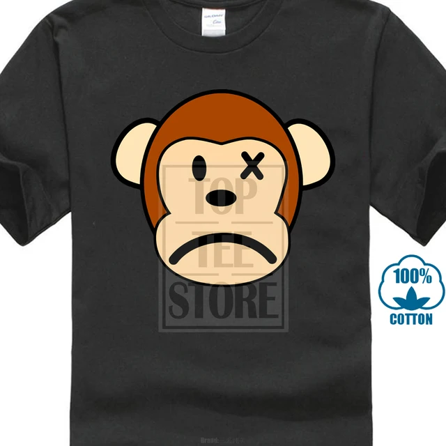 2018 sad monkey face print men t shirt black t shirts wholesale