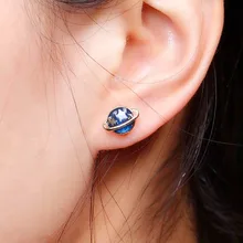 Дорин коробка Лето темно-синего цвета пятиконечной звезды луна серьги-гвоздики "Планета" серьги золотого цвета Мода забавные 11x8mm-3mm 1 комплект(5 шт