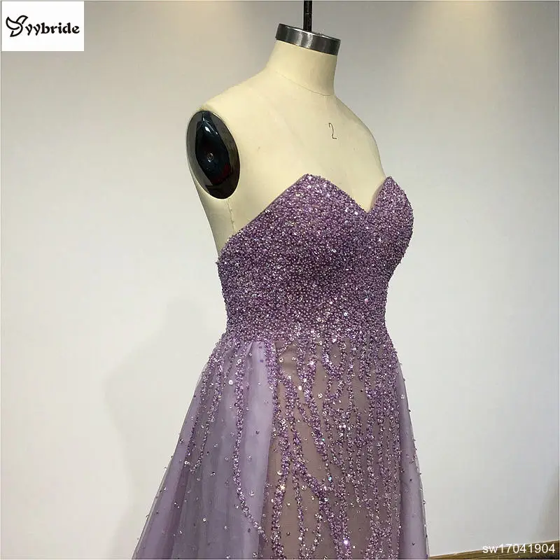 Сермаунт на заказ Фиолетовый Милая Шея без рукавов длиной до пола Выпускные платья vestidos do baile de finalistas