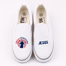E-LOV; модная парусиновая обувь с принтом в виде Иисуса; женская обувь на плоской подошве с низким верхом; Лоферы без застежек в христианском стиле