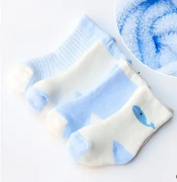 Теплые носки на осень и зиму из 100% вытяжного ворса хлопковые носки для малышей высокие носки для детей носочки с рисунком для детей до 3 лет - Цвет: 2