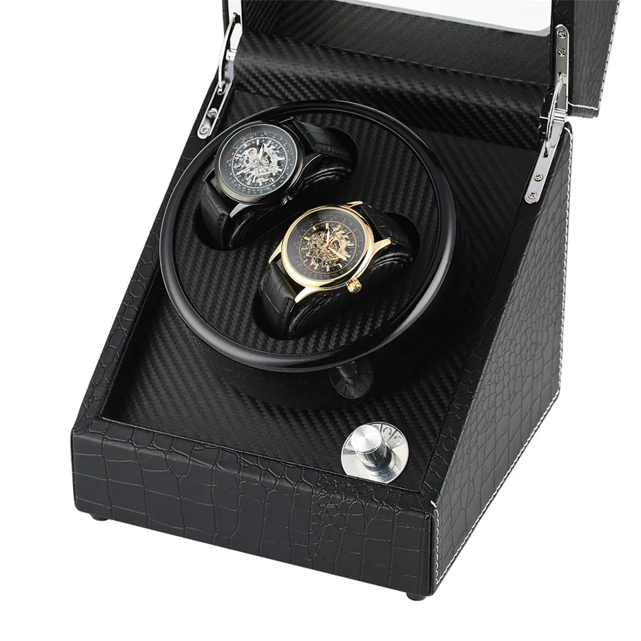 

Mechanical Self-Winding Watch Winding Box Silent Motor Box 2 Holders Watch Winders Shaker Case with US/UK/AU/EU Plug New 2019