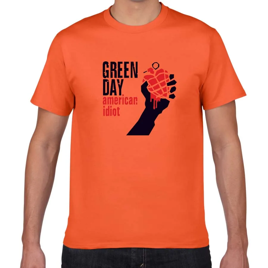 Новинка, летняя известная группа, зеленая футболка для мужчин, хлопок, свободные топы и футболки для мужчин, рок, хип-хоп, уличная одежда, мужская одежда, pok - Цвет: orange