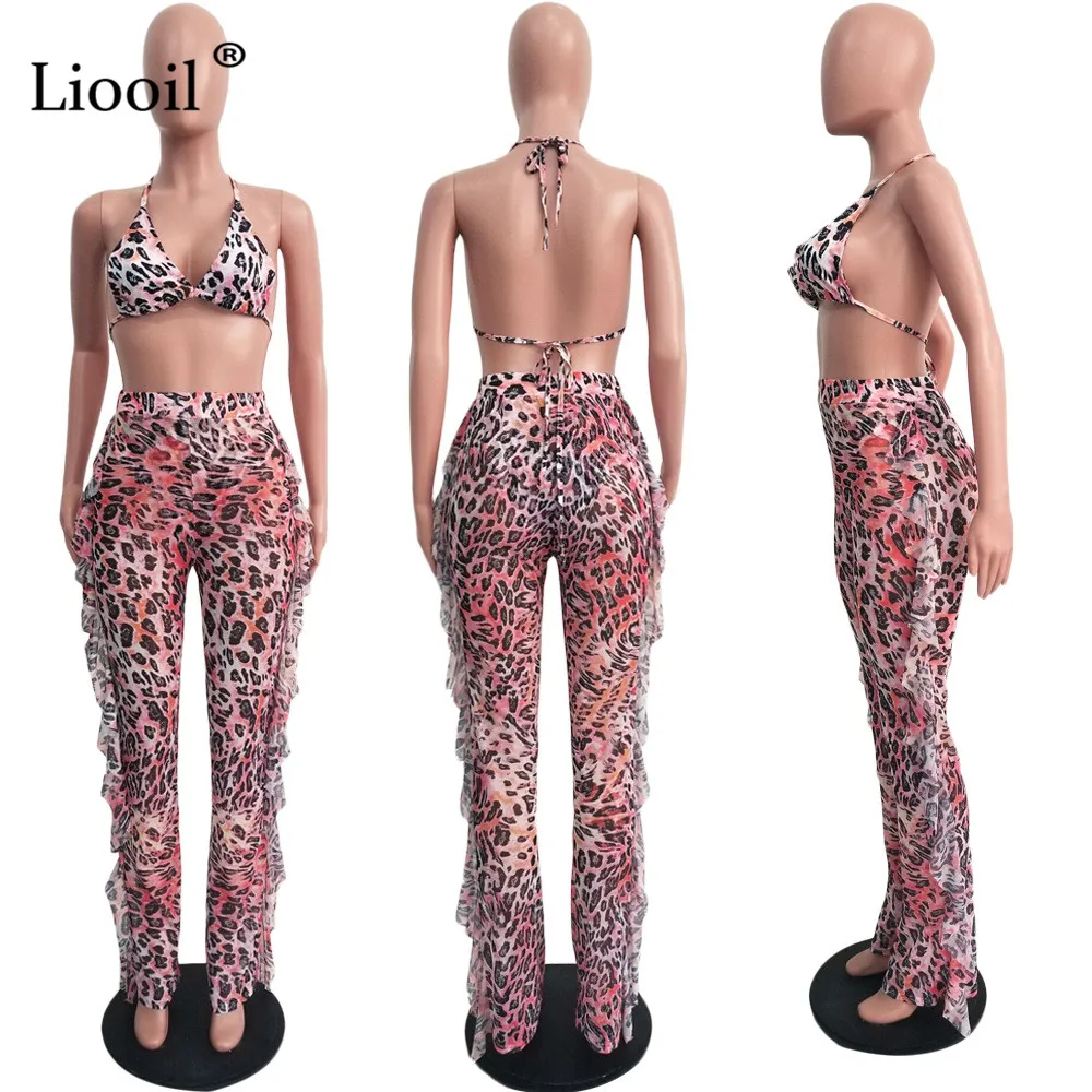 Liooil Tie Dye, комплект из 2 предметов, сексуальный женский комбинезон с открытой спиной и рюшами, v-образный вырез, открытые вечерние комбинезоны, неоновый женский комбинезон