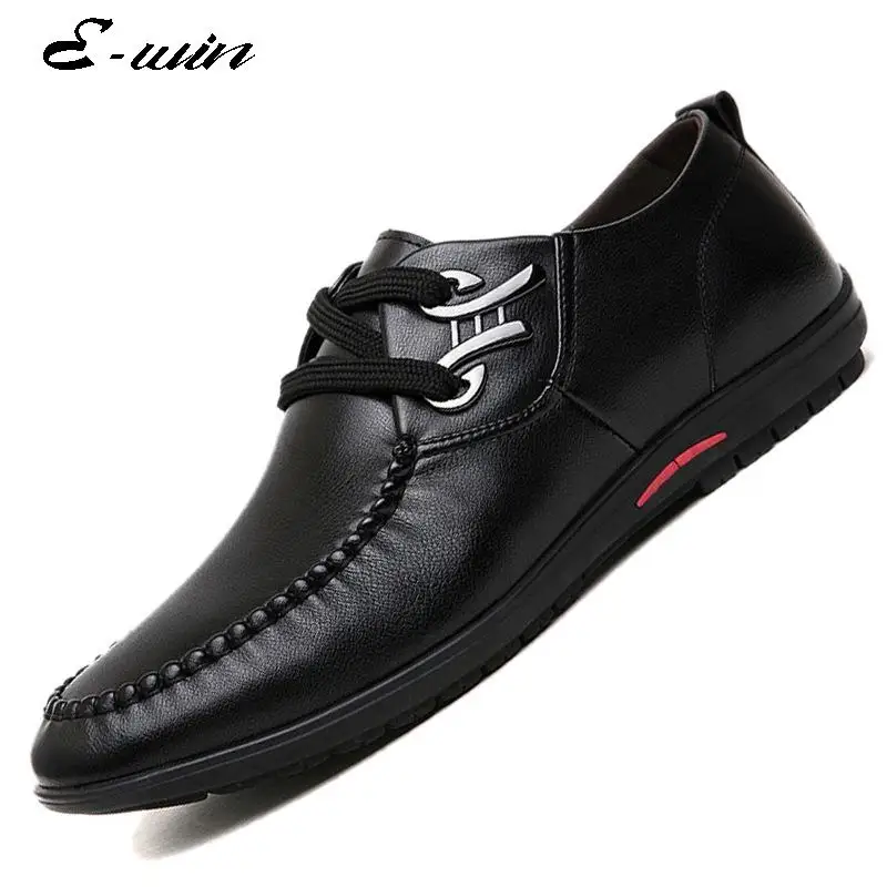 2016 New Men Soft Flats Lace-up Round-toe Casual Men Shoes British Style Formal Business Wear Black Leather Shoes Size 37-45