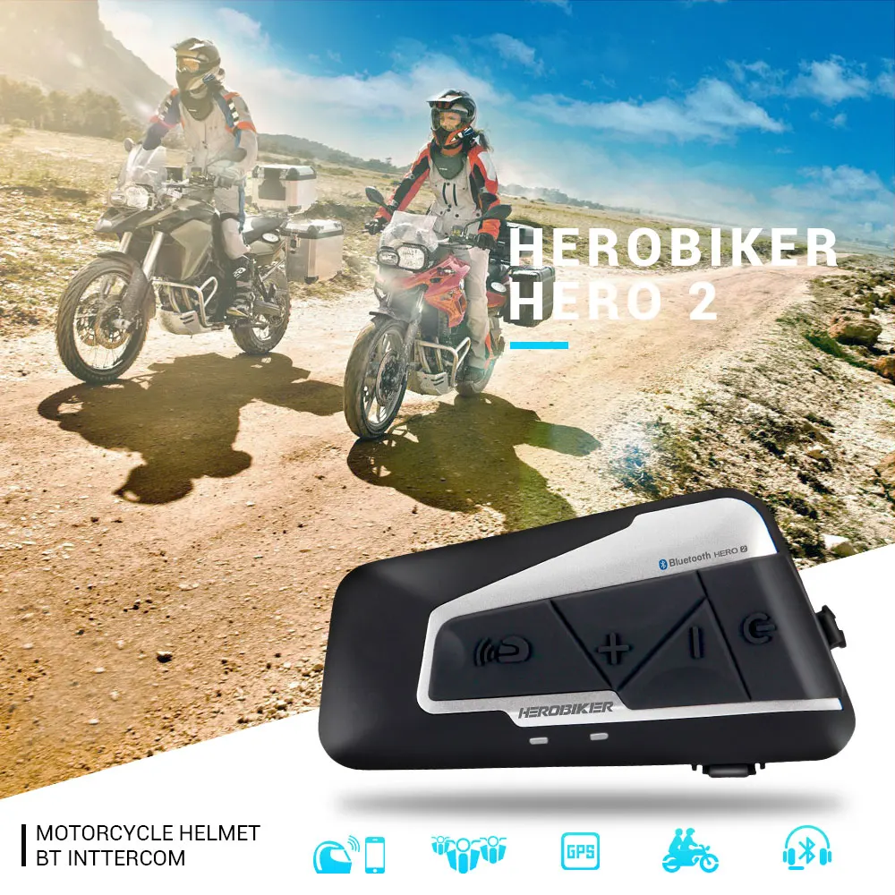HEROBIKER мотоцикл Bluetooth домофон мотоциклетный шлем домофон гарнитура водонепроницаемый беспроводной мото гарнитура переговорные 2 комплекта