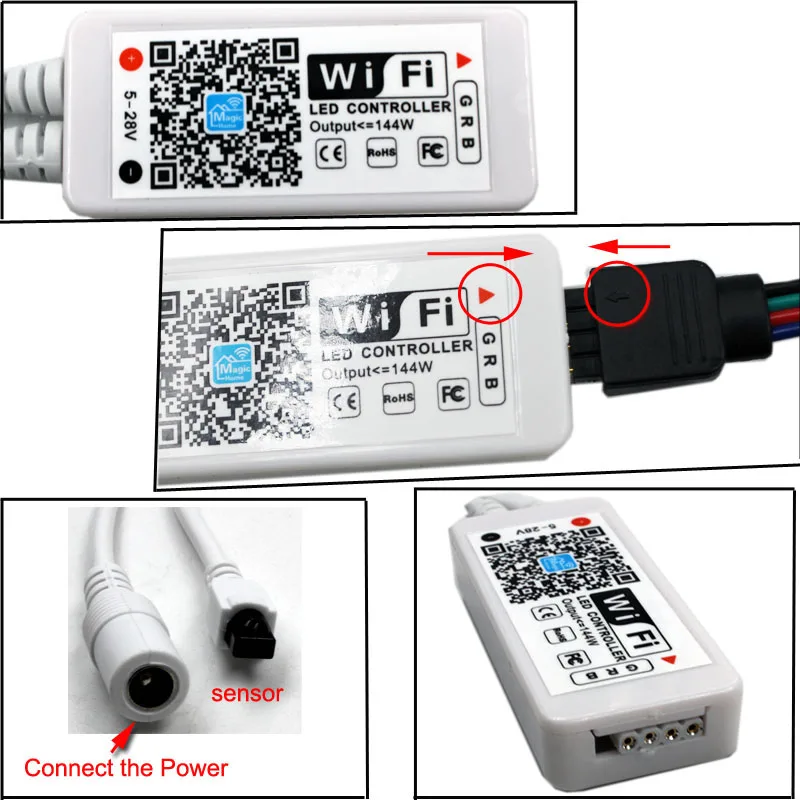 5 м 10 м 15 м RGB wifi 5050 гибкая светодиодная лента Водонепроницаемая DC12V питание с 24 клавишами дистанционного управления светодиодная лампочка