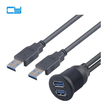 

2 Ports Dual USB 3.0 Extension AUX Flush Mount Car Mount Extension Cable for Car Truck Boat Motorcycle Dashboard Panel - 1M/2M