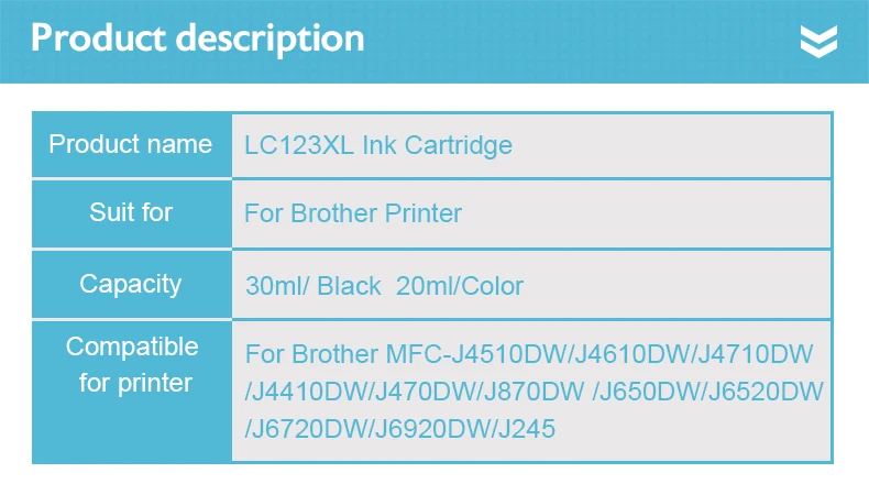 Aecteach LC123 картридж для брата LC121 LC125 LC127 LC129 DCP-J132W J152W J172W J552 J752 J4110DW J6520DW J4710DW принтера