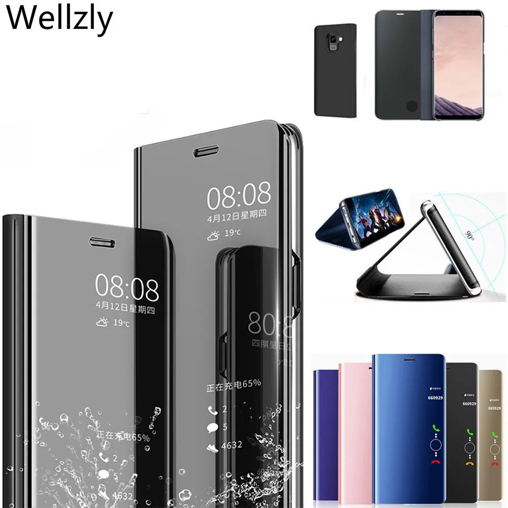 Умный зеркальный Чехол книжка с подставкой для Samsung Galaxy S10 Lite Plus S8 S9 S7 S6 M30 20 10 Note 9 8