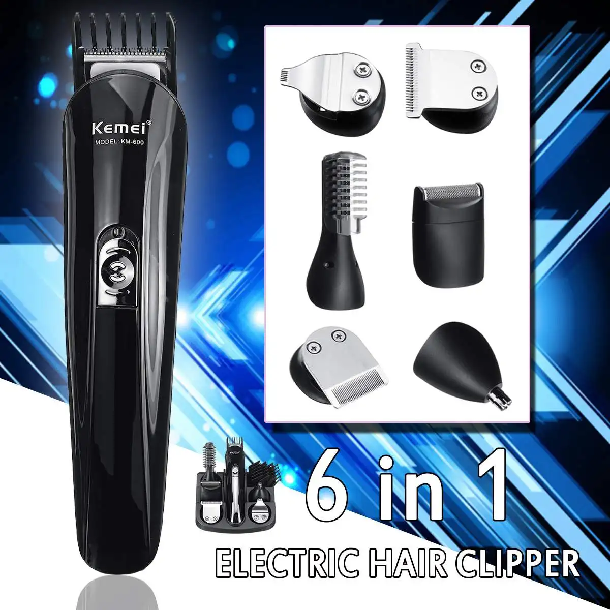 

6 in1 Multifunction Hair Clipper Professional Hair Trimmer Electric Beard Trimmer Hair Cutting Machine Wireless Rechargeable