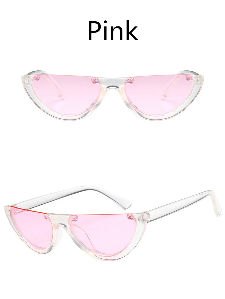 ASUOP2018 new retro cat eye ladies sunglasses men classic sunglasses half-round triangle fashion glasses color popular UV400 gog (2)