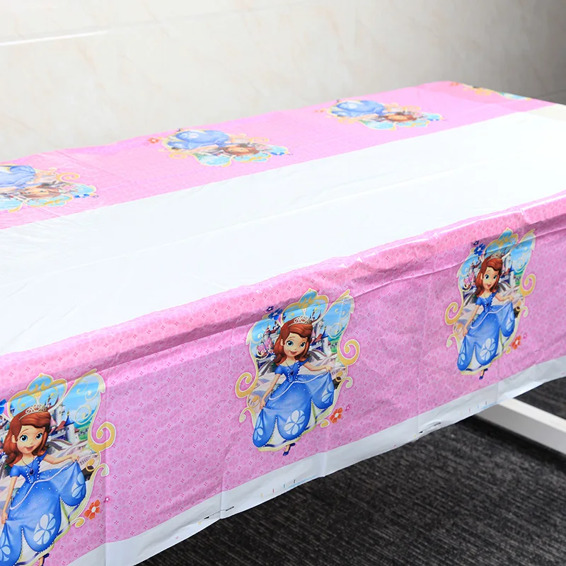 

1pcs House party Princess sofia theme table cover Party Supplies Disposable Tablecloth Kids Birthday Party Decoration 108x180cm