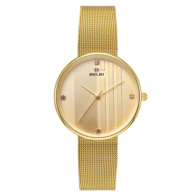 

BELBI Top Brand Luxury Women Watch Rhinestone Steel Mesh Quartz Lady Wristwatch Elegant Small Dial Boutique Fashion Dress Clock