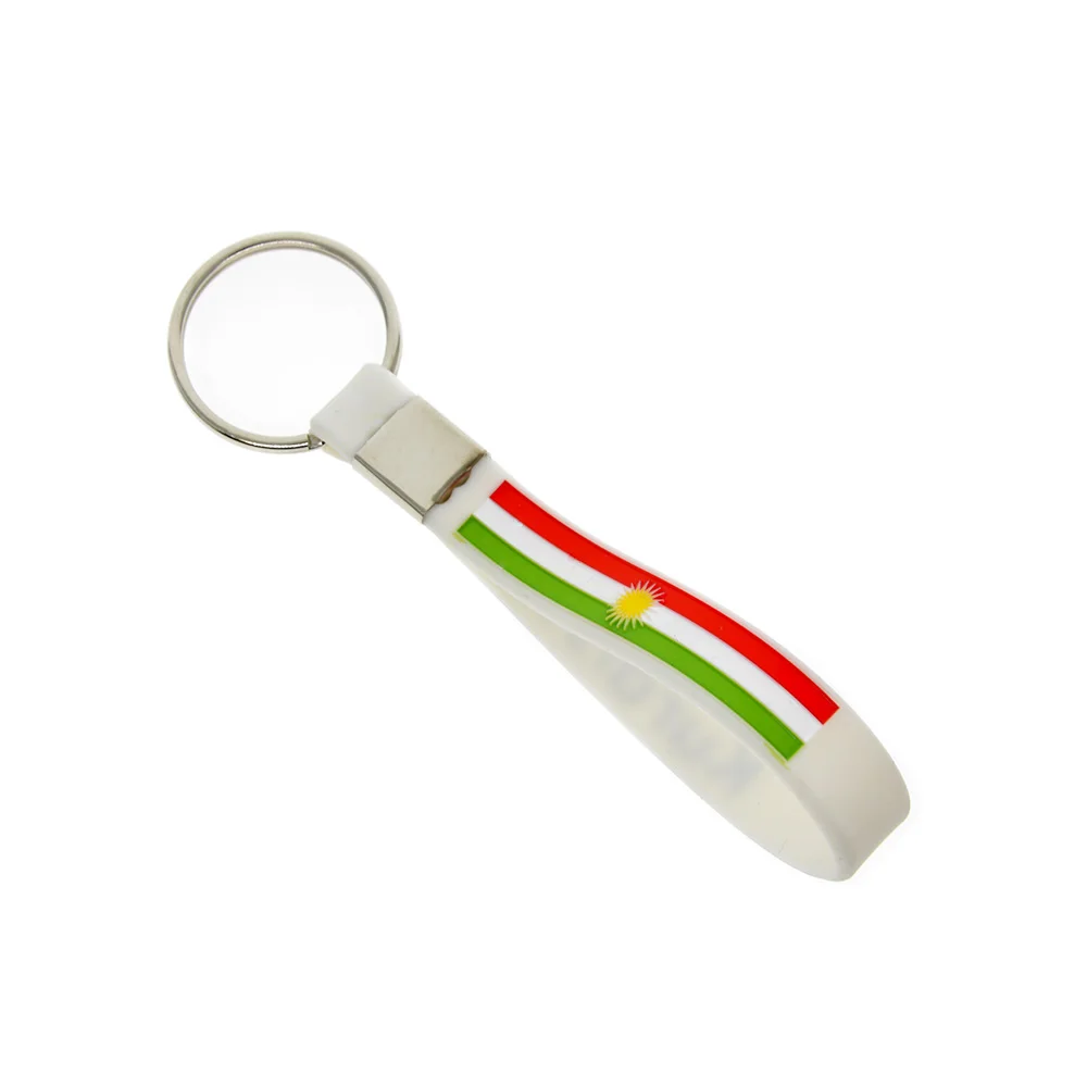 1 шт. белый Debossed kurdivan силиконовый браслет для ключей|silicone keychain|flag keychainlogo keychain |