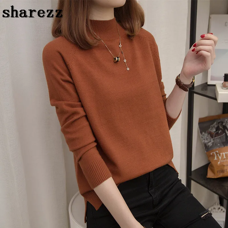 

Turtleneck Sweater Women Pullover Knitted 2018 Autumn Winter Women Elasticity Casual Jumper Fashion Slim Warm Female Sweaters