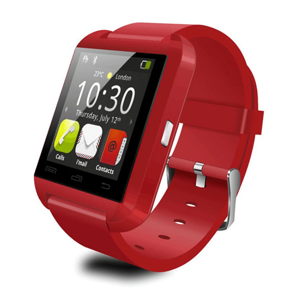 Портативные умные часы с Bluetooth 3,0, умные часы U8, носимый браслет, циферблат, вызов, фитнес-трекер, музыка, фото, чат, смартфон - Цвет: Красный