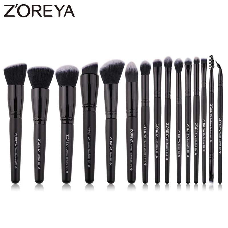 

Zoreya Brand Super Soft Synthetic Hair Makeup Brushes Foundation Powder Eye Shadow 4/7/15Pcs Make Up Set