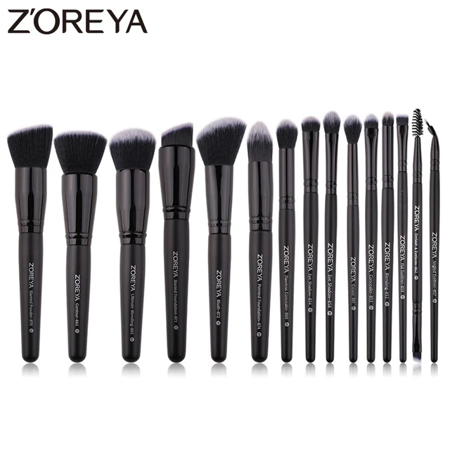 Zoreya Brand Super Soft Synthetic Hair Makeup Brushes Foundation Powder Eye Shadow 4 7 15Pcs Make