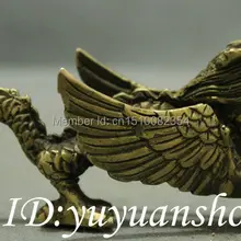 100 мм Старый Китайский Миф Бронзовый зодиакальный год фэн-шуй летающее крыло Дракон Статуя набор