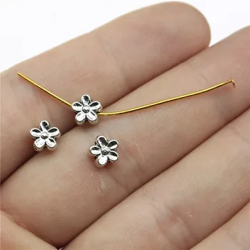 

Flowers Small Hole Beads For DIY Jewelry Making Jewelry Finding 60pcs Antique Silver Color 0.3x0.3 Inch (7x7mm)