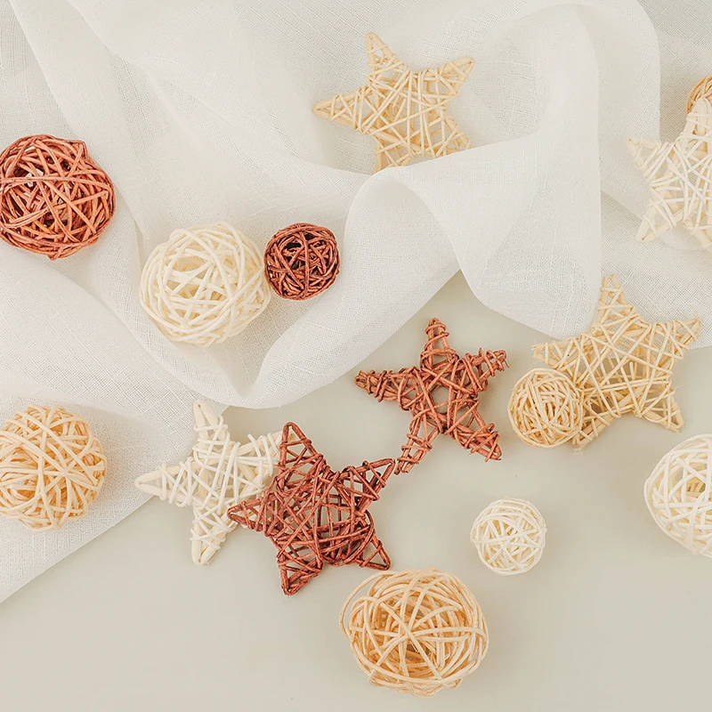 

ins Photography Props Backgrounds Accessories 9pcs Natural Rattan Wicker Balls Sepak Takraw Ball Photo Studio Home Decoration