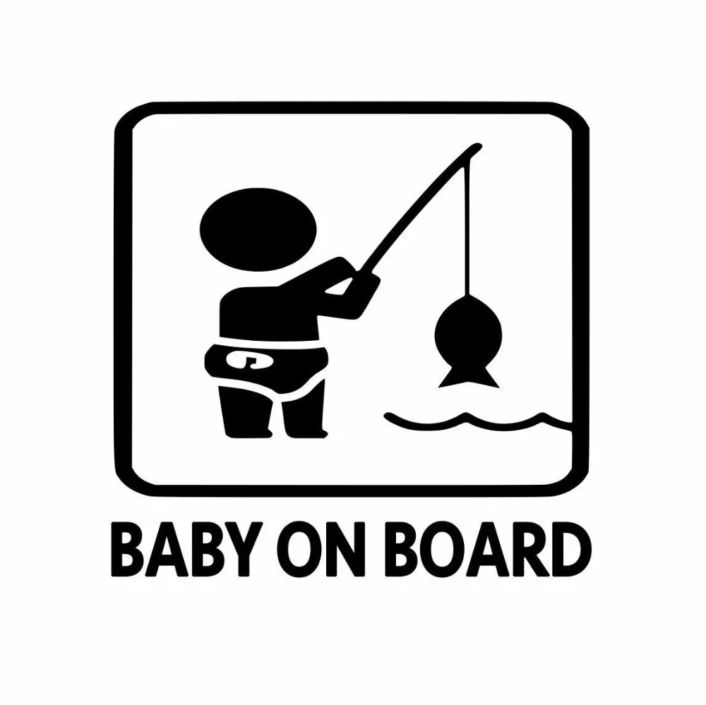 

18cm wide Baby On Board Fishing Baby Car Decal Cute Funny Window Bumper Decor Stickers Removable Vinyl L627