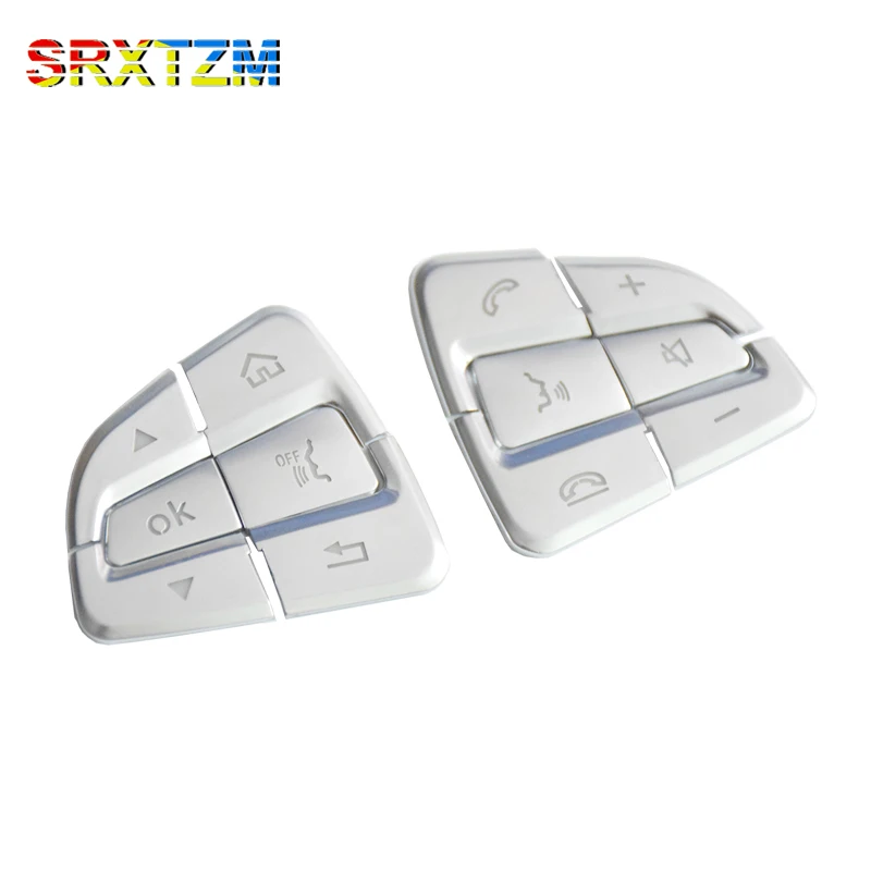 

SRXTZM For Mercedes Benz GLC A C Class 12Pcs/Set ABS Chrome Style Car Steering Wheel Button Switch Cover Trim Sticker Decoration