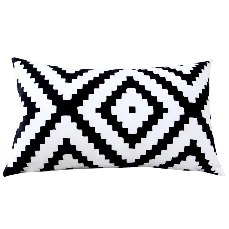 Черно-белая сетка Геометрическая Подушка диванная подушка cojines 30x50 см офисная поясная подушка чехол для подушки с Северными мотивами - Цвет: T87-13