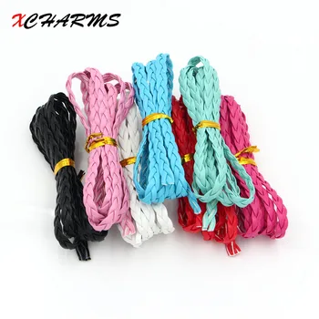 

XCHARMS 5Meter/lot Width 5mm Braided PU Leather Flattened Cord Rope String Fit infinity Jewelry Findings DIY Craft Making