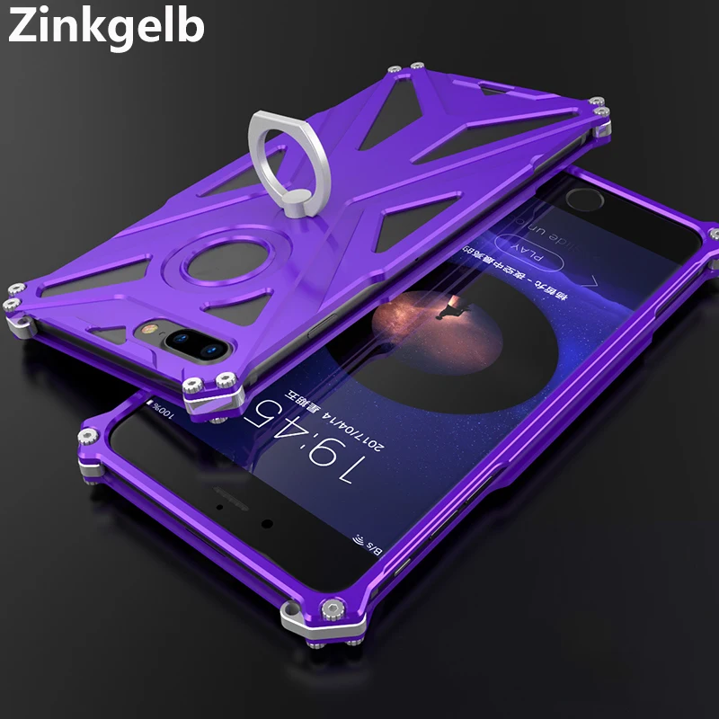 

For iPhone 7 Plus Case Cover Luxury Hard Metal Aluminum Alloy Ring Holder Armor Shockproof Phone Case for iPhone 7 Back Cover
