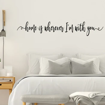

Cartoon home is wherever I'm with you Vinyl Wall Art Decal Living Room Children Room Wall Stickers Waterproof Wallpaper