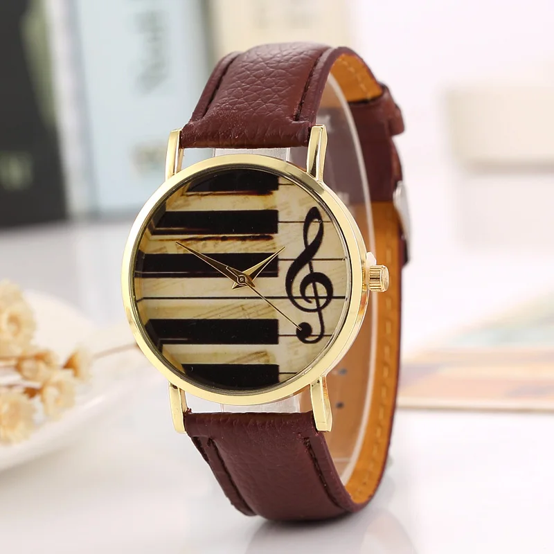

2016 New Fashion Women Watches Men Analog Quartz Watch Piano Keyboard Musical Note Watch Lady Clock Dress Ornament Wristwatch