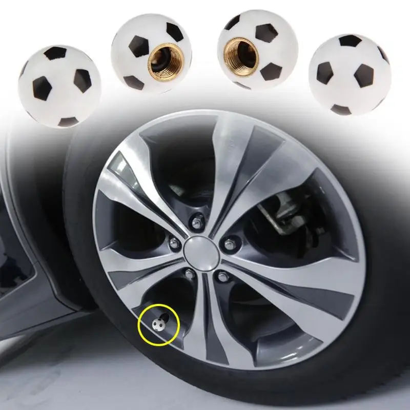 

VODOOL 4Pcs/Set Football Soccer Style Car Wheel Tire Air Valve Stem Caps Covers Auto Motorcycle Bike Tyre Cover Car Styling