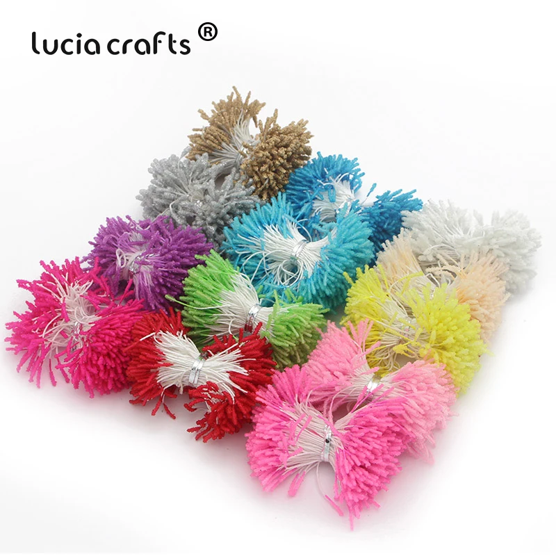 Lucia crafts, 144 шт, 3 мм, Двойные наконечники, стеклянные цветы, тычинки для свадебного украшения, сделай сам, скрапбукинг, венок, поддельные, pist C1204