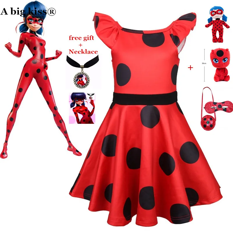 

2018 dress summer cartoon girl princess dress girl printed vest sleeveless dress ,ladybug girl dress