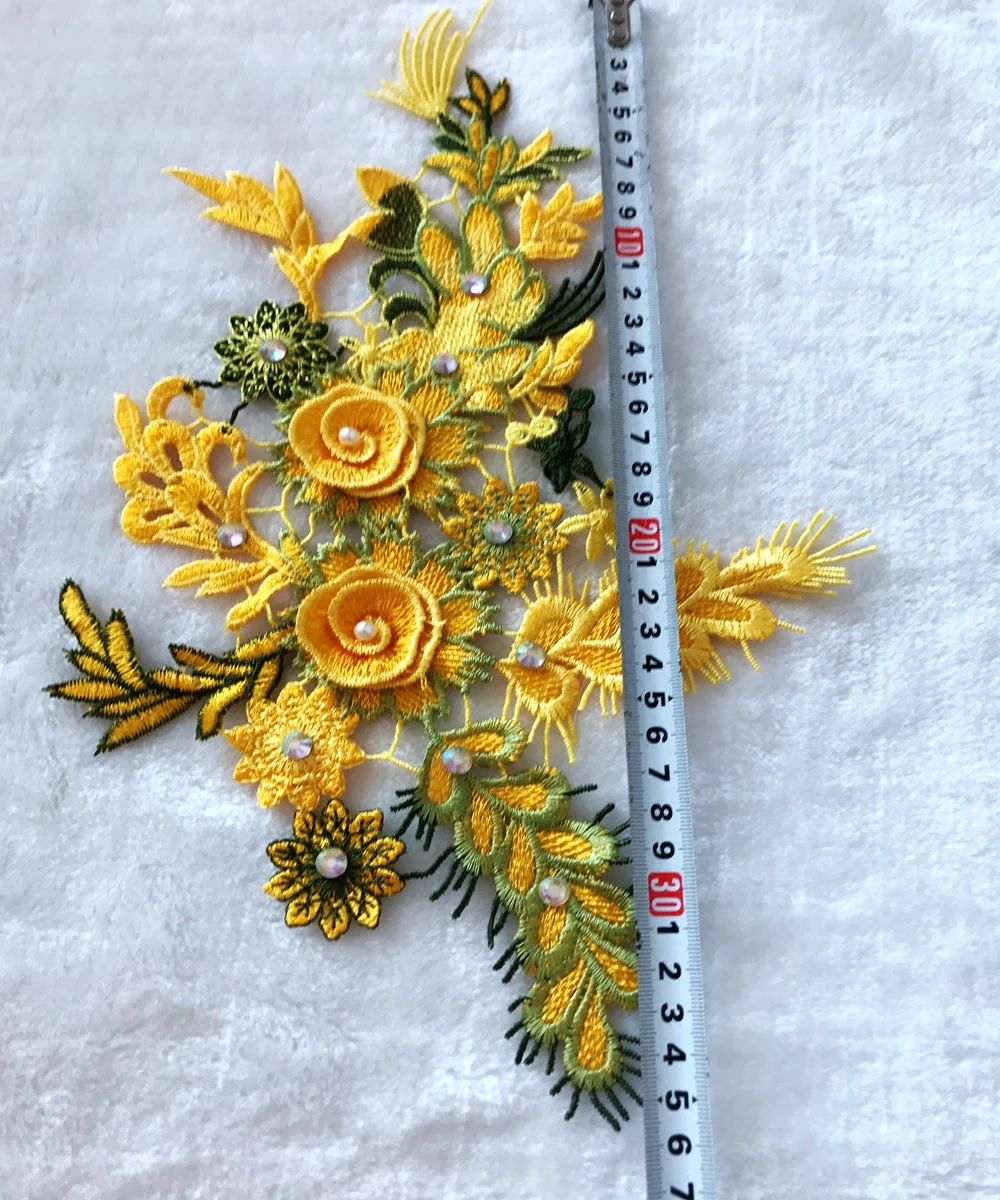 1 шт. 3D Трехмерная вышивка цветок розовая кружевная лента патчи 35*21 ...