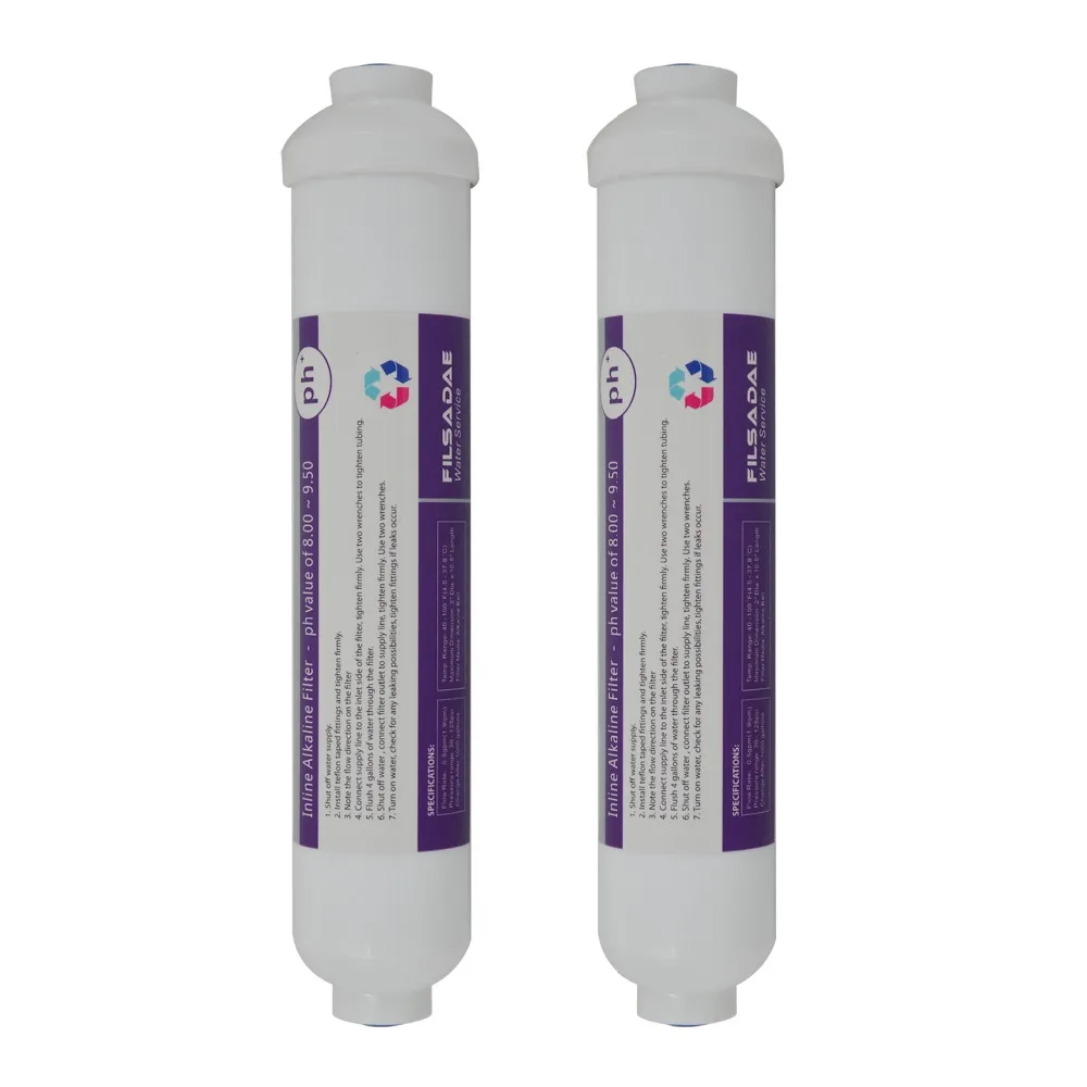 

PACK of 2 Reverse Osmosis Post Filter 10" L x 2" OD Inline Alkaline Water Filter Cartridge after filter ph value of 8.00 - 9.50