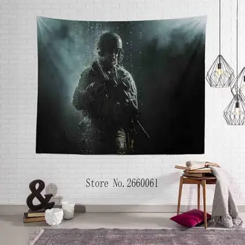 

GREEN BERETS ARMY SPECIAL SOLDIER IN THE RAIN Tapestry Hanging Tablecloth Picnic Mat Outdoor Wall Art Home Decoration Shawl