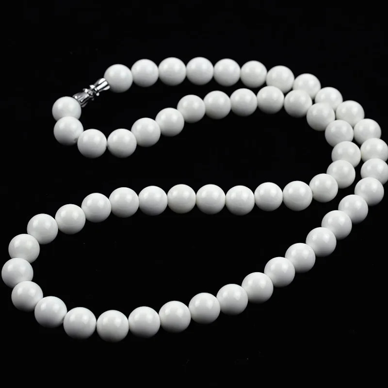 Исцеление натуральный камень белый корпус энергии 8 мм бисером Tridacna ожерелье для йоги ювелирные изделия для женщин