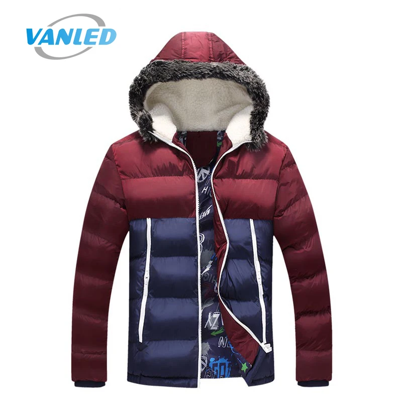 

2017 Winter Luxury Fashion Fur Hood Padded Quilted Men Jacket Coat Warm Male Jackets Parka Hooded Casual Overcoat 7 Colors