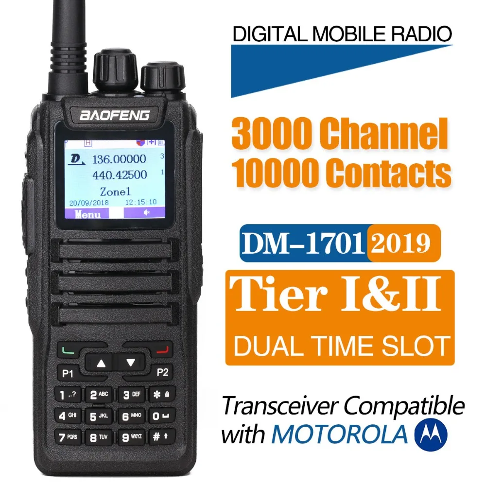 BAOFENG DM-1701 цифровой двухканальные рации Dual Time slot DMR Tier1& 2 Портативный Ham двухстороннее радио+ гарнитура