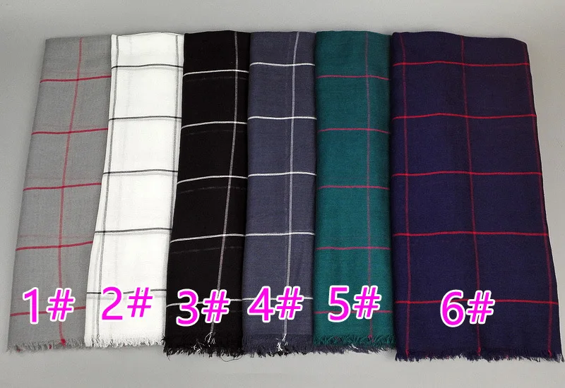 Classic Plaids Tartan Cotton Voile Muslim Hijab Scarf for Ladies Long Cross Stripes Double Color Islamic Hijabs Shawl Wrap Scarf